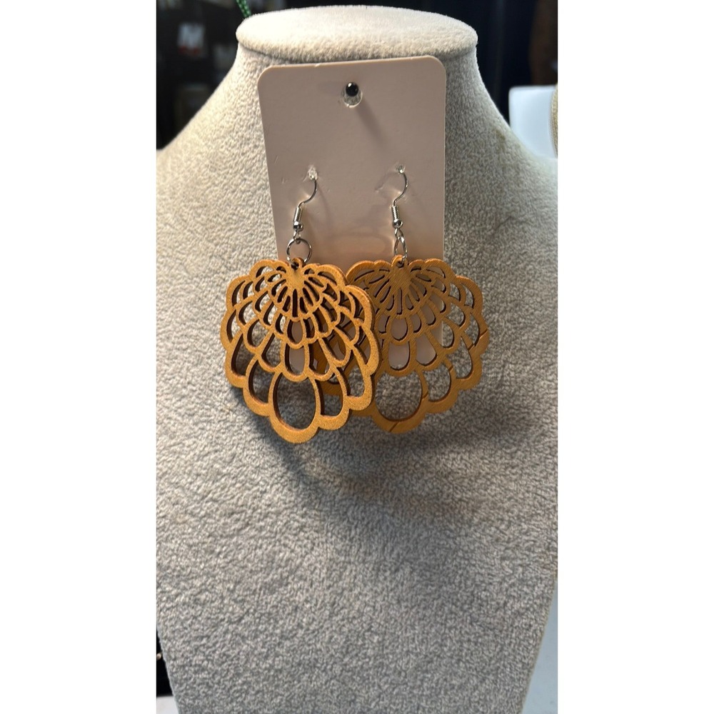 #54. Lightweight Boho Wooden Dangle Earrings